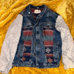 Ash Creek Trading denim jacket with gray cotton sleeves